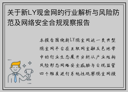 关于新LY现金网的行业解析与风险防范及网络安全合规观察报告